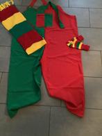 Groen/rode overall met sjaal en vingerloze handschoenen, Ophalen, Carnaval, Maat 56/58 (XL), Zo goed als nieuw