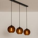hanglamp bruin glas bollen eettafel eethoek bar tafel lamp, Ophalen of Verzenden, Nieuw, Glas, 75 cm of meer