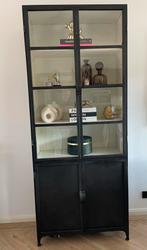Stalen vitrinekast met glazen deuren - 221x90x42 cm, Huis en Inrichting, Kasten | Vitrinekasten, Ophalen, Gebruikt, 200 cm of meer