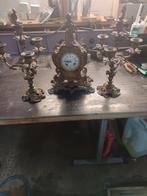 Antieke pendule met kandelaars, Antiek en Kunst, Antiek | Klokken, Ophalen of Verzenden