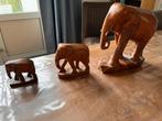 Houten Olifanten Trio - Handgesneden Beelden, Antiek en Kunst, Kunst | Beelden en Houtsnijwerken, Ophalen of Verzenden