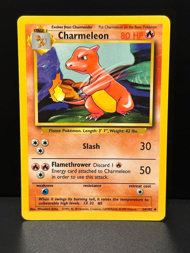 Charmeleon #24, Base 1999, Near Mint, Engels, Hobby en Vrije tijd, Verzamelkaartspellen | Pokémon, Zo goed als nieuw, Losse kaart