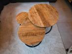 3 ronde Salontafels van mangohout, Huis en Inrichting, Ophalen, Gebruikt, 50 tot 100 cm, Rond