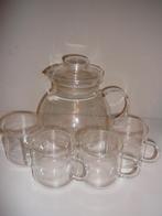 glazen theepot met 4 thee glazen, Glas of Glazen, Gebruikt, Ophalen of Verzenden, Glas