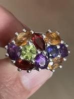 Zilveren vintagering met echte edelstenen, Ophalen of Verzenden, Zo goed als nieuw, 17 tot 18, Dame of Heer