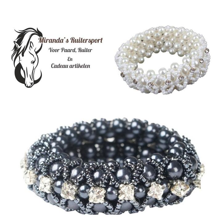 Nieuw haarelastiek Crystal Parel Wit of Donkerblauw, Dieren en Toebehoren, Paardrijkleding, Nieuw, Dames, Kinderen, Overige typen