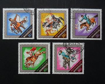 Mongolië - Paarden - 5 mooie grote zegels beschikbaar voor biedingen