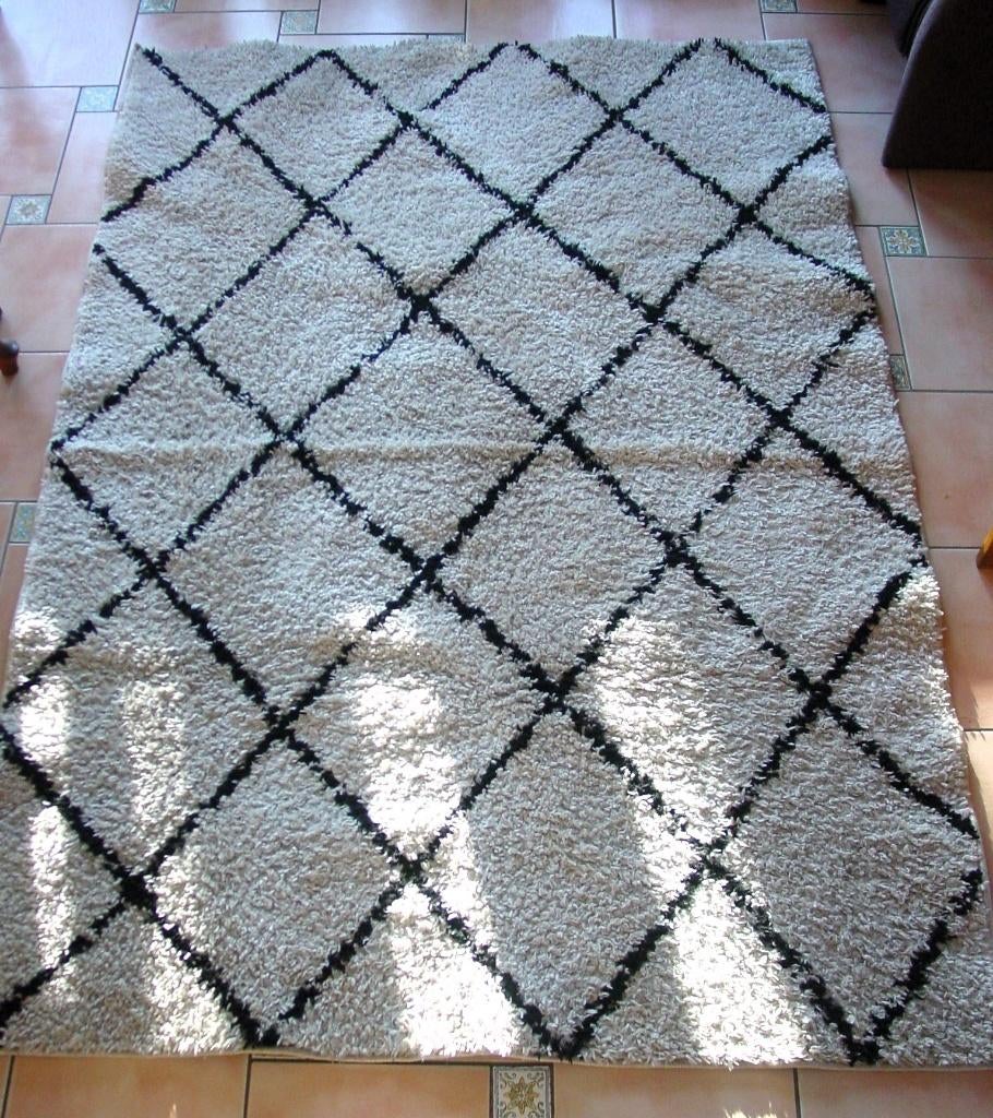 Home Living hoogpolig vloerkleed Grand Lines creme/zwart, Ophalen, Gebruikt, 150 tot 200 cm, Crème