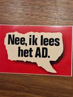 Vintage AD Sticker - 'Nee, ik lees het AD', Ophalen of Verzenden