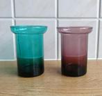Glazen vaasjes vintage gekleurd glas blauw en paars, Huis en Inrichting, Woonaccessoires | Vazen, Gebruikt, Blauw, Ophalen of Verzenden