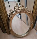 Goud Franse kuifspiegel, Barok toilet/hal spiegel met strik, Minder dan 100 cm, Minder dan 50 cm, Ophalen, Ovaal