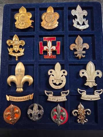 Verzameling hoedspelden insignes scouting  beschikbaar voor biedingen