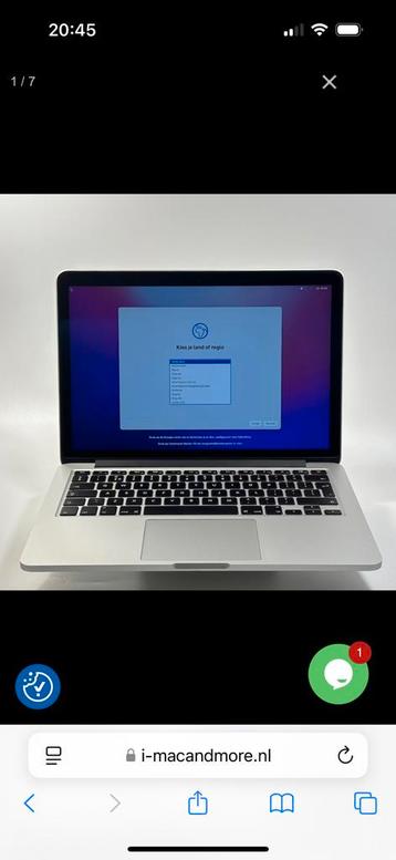 MacBook Pro 13” 2.7 GHz i5, 8GB, 256gb ssd 2015 beschikbaar voor biedingen