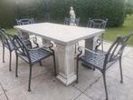 Hardstenen Tuinset met Tafel en 6 Stoelen, Tuin en Terras, Tuinsets en Loungesets, Ophalen, Overige materialen, Gebruikt, 6 zitplaatsen