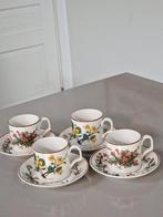 4 espressokopjes met schotels Villeroy en Boch Botanica DE, Ophalen of Verzenden, Zo goed als nieuw, Overige materialen