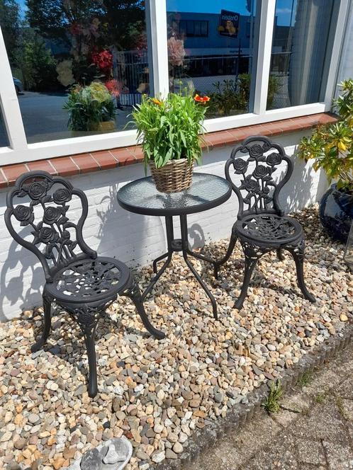 Mat zwart 3 delig bistro setje, Tuin en Terras, Tuinmeubel-accessoires, Zo goed als nieuw, Ophalen