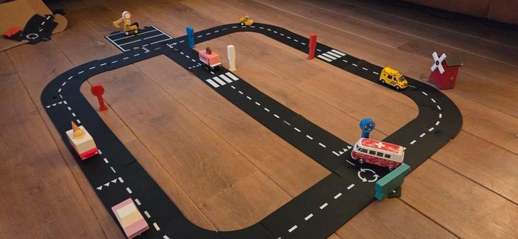 Waytoplay Flexibele autobaan met autos en verkeersbord, Kinderen en Baby's, Speelgoed | Overig, Zo goed als nieuw, Jongen of Meisje