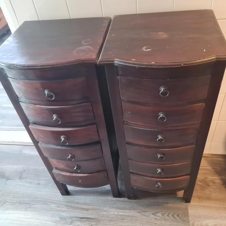 Koloniale Teak Ladekasten Set, Huis en Inrichting, Kasten | Ladekasten, Gebruikt, Minder dan 100 cm, 50 tot 100 cm, 25 tot 50 cm