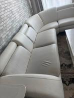 Witte leren 7-zits halfronde bank - Topconditie!, Huis en Inrichting, Banken | Bankstellen, Gebruikt, 100 tot 125 cm, Hoekbank