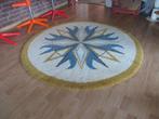 Rond vloerkleed wol pool ster jaren 70 design 145 cm retro, Huis en Inrichting, Stoffering | Tapijten en Kleden, Gebruikt, Rond