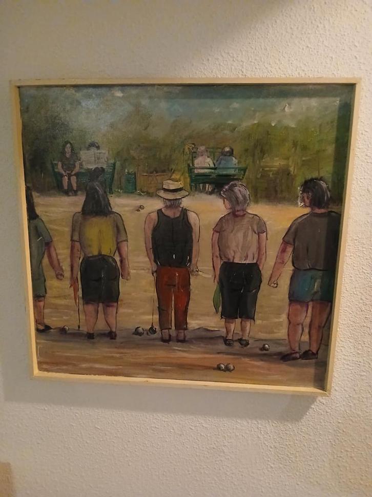 Schilderij: Jeu de Boules Spelers, Antiek en Kunst, Kunst | Schilderijen | Klassiek, Ophalen of Verzenden