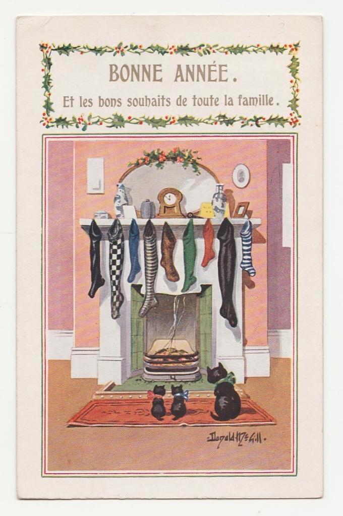 Poezen. Kerst en Nieuwjaar.  Illustrateurs., Verzamelen, Ansichtkaarten | Themakaarten, Gelopen, Voor 1920, Overige thema's, Verzenden