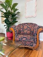 Vintage fauteuil met bloemen print, Huis en Inrichting, Fauteuils, Ophalen, 75 tot 100 cm, Zo goed als nieuw, Stof