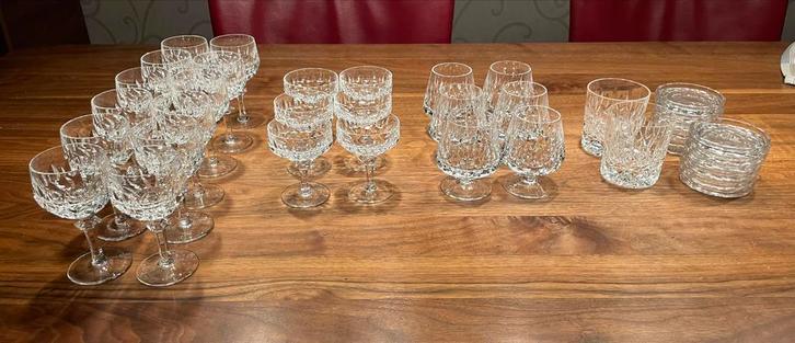 Kristallen Glaswerk Set - Wijnglazen, Likeur, Cognac, Antiek en Kunst, Antiek | Glas en Kristal, Ophalen
