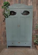 Demontabele kledingkast met facetglas in oud groen, Huis en Inrichting, Kasten | Kledingkasten, Eikenhout, 100 tot 150 cm, 200 cm of meer
