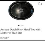 Zeldzame Antiek zwart metalen dienblad met parelmo, Huis en Inrichting, Woonaccessoires | Dienbladen, Ophalen of Verzenden, Zo goed als nieuw
