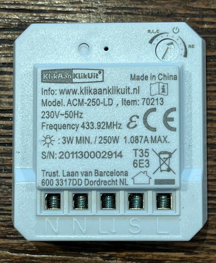 4 x KlikAanKlikUit ACM-250-LD Inbouw Dimmer Schakelaar, Doe-het-zelf en Verbouw, Elektra en Kabels, Gebruikt, Ophalen of Verzenden