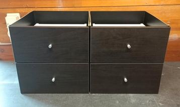 2x Ikea KALLAX inzet met lades zwartbruin 33x33 cm beschikbaar voor biedingen
