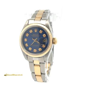 Rolex Datejust 26 - goud/staal - blauw wijzerplaat diamant