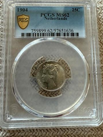 Kwartje 1904 Wilhelmina pcgs ms62 beschikbaar voor biedingen