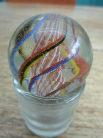 Antieke grote glazen Latticino knikker 4 cm! beschikbaar voor biedingen