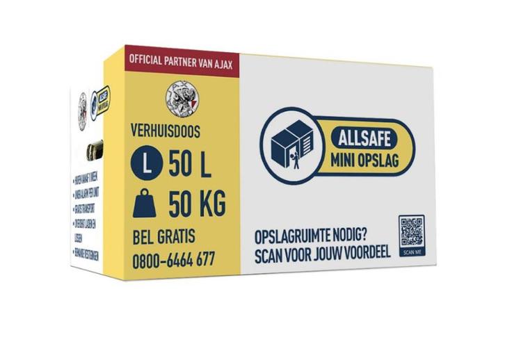 40 Verhuisdozen All Safe 50L - Extra Stevig, Doe-het-zelf en Verbouw, Kratten en Dozen, Gebruikt, Doos, 50 tot 75 cm, 35 tot 50 cm