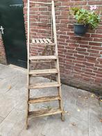 Houten ladder met platform, Doe-het-zelf en Verbouw, Ladders en Trappen, Ophalen, Gebruikt, Ladder, Opvouwbaar of Inschuifbaar