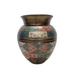 Messing beschilderde vaas uit India, Huis en Inrichting, Woonaccessoires | Vazen, Overige materialen, Gebruikt, Overige kleuren