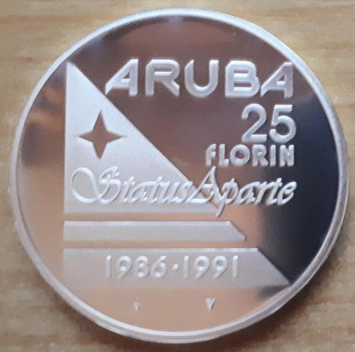 Aruba, 25 Florin 1991 - zilver Proof, Postzegels en Munten, Munten | Nederland, Losse munt, Overige waardes, Koningin Beatrix