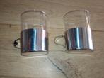 2 vintage grog glazen met rvs houder, Verzamelen, Ophalen of Verzenden, Zo goed als nieuw, Overige typen