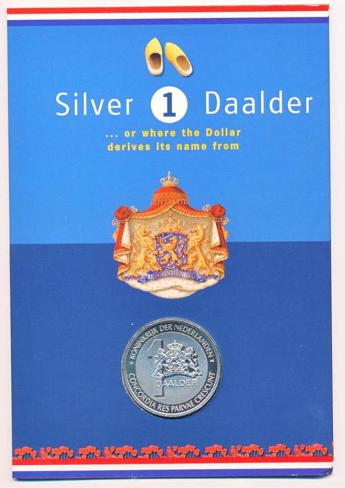 Nederland 1 Daalder Zilver Molen in blister, Postzegels en Munten, Penningen en Medailles, Zilver, Nederland, Ophalen of Verzenden