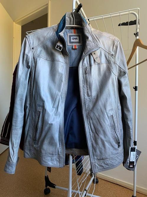 Leren jack nieuw DNR, L mt 50, Kleding | Heren, Jassen | Zomer, Nieuw, Maat 48/50 (M), Grijs, Ophalen