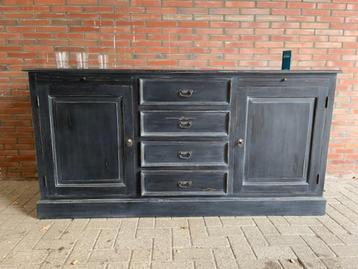 Dressoir oud zwart look 195 cm 2 deuren en 4 lades opruiming beschikbaar voor biedingen