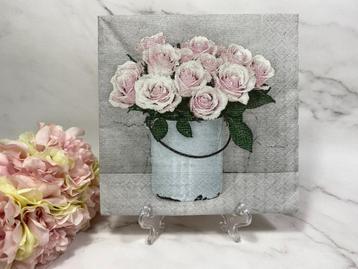 Sagen vintage knutsel servetten rozen in emaille emmer 385  