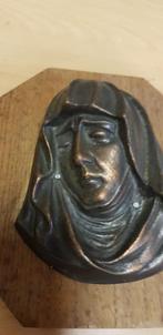 Muur hangers maria en jezus brons op eiken houder, Verzamelen, Religie, Ophalen of Verzenden