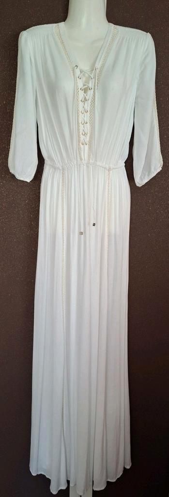 Bohemian maxi jurk ELISABETTA FRANCHI maat 34 36 (It 40), Kleding | Dames, Jurken, Zo goed als nieuw, Maat 36 (S), Wit, Onder de knie
