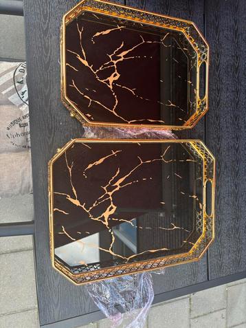 Gouden Dienbladen Set - Zwart Marmerlook beschikbaar voor biedingen