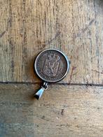 Zilveren Koningin Wilhelmina Munt Hanger, Ophalen of Verzenden, Gebruikt, Zilver, Kruis of Symbool