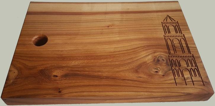 Unieke houten snijplank met gravure van de Domtoren, Huis en Inrichting, Keuken | Keukenbenodigdheden, Nieuw, Ophalen of Verzenden