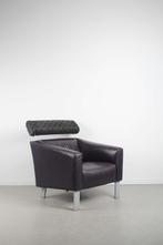 2x Leolux Patachou Fauteuil Paars Leer – Chroom, Niet ingevuld, Gebruikt, Minder dan 75 cm, Leer